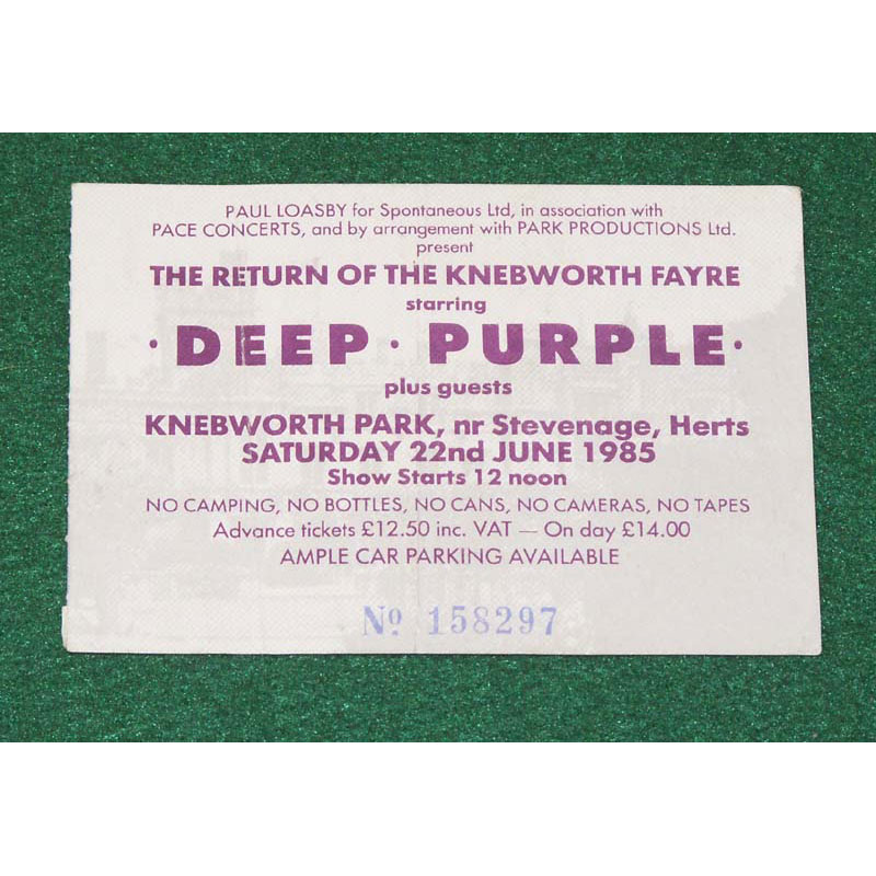Deep Purple Deep Purple Knebworth Ticket 1985 '85 Ticket