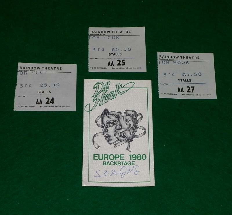 Dr Hook Dr Hook Tickets Backstage Pass 1980 '1980 Ticket