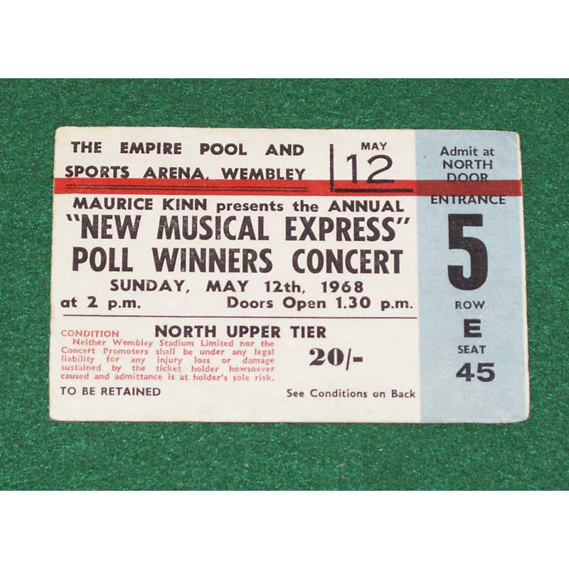The Rolling Stones Stones NME Concert Ticket 1968 '68 Ticket