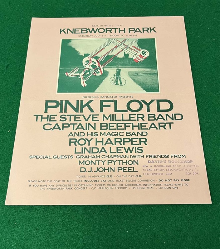Pink Floyd Pink Floyd Knebworth Concert Flyer 1975 '1975 Flyer / Handbill