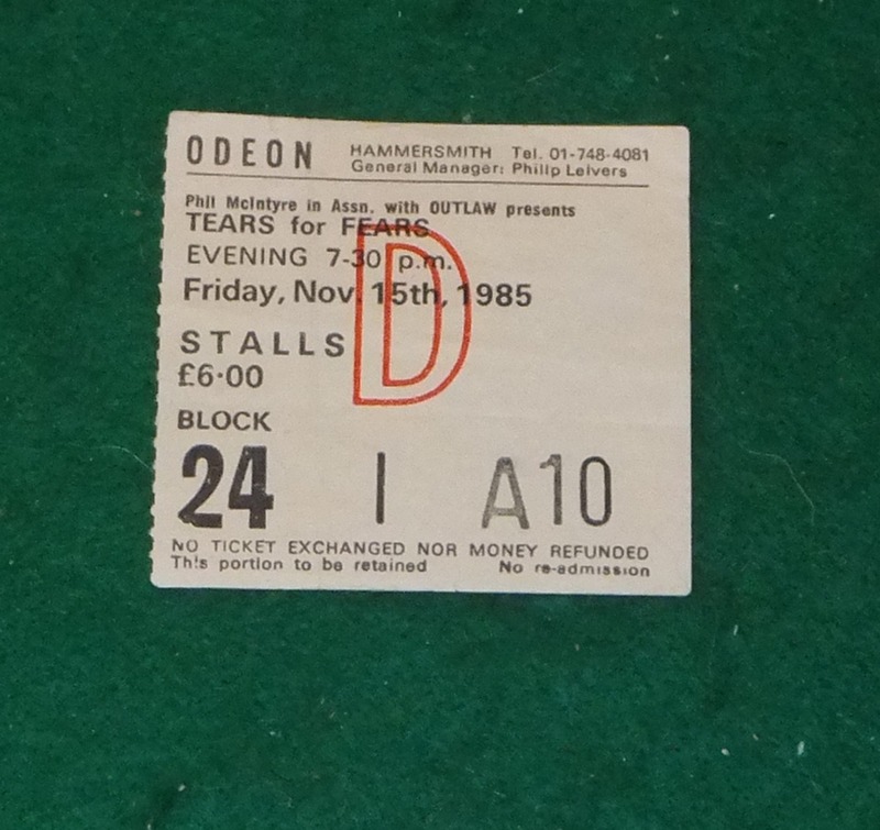 Tears for Fears Tears For Fears Hammersmith Ticket 1985 '1985 Ticket