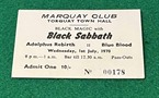 Black Sabbath Torquay Gig Ticket 1970