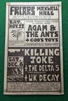 Adam Ant Killing Joke Friars Gig Flyer 1980