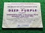 Deep Purple Knebworth Ticket 1985